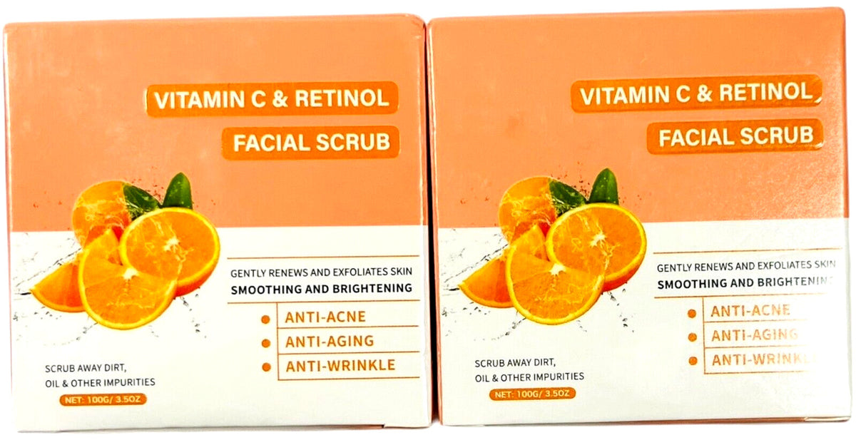 Vitamin C & Retinol Facial Scrub - Renews Exfoliates Skin EX 03/27
