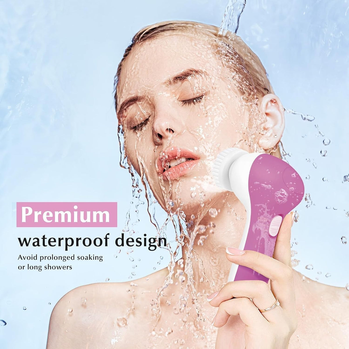 2-Speed Sonic Facial Brush Waterproof Rechargeable Exfoliator