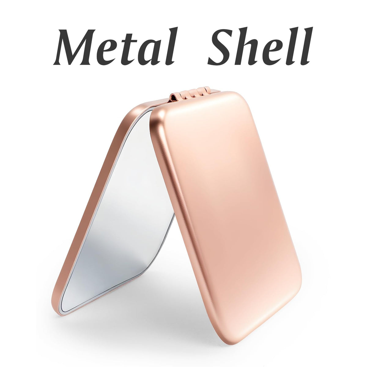 Portable Metal Square Makeup Mirror with 1X/2X Magnification - Rose 2 Pack