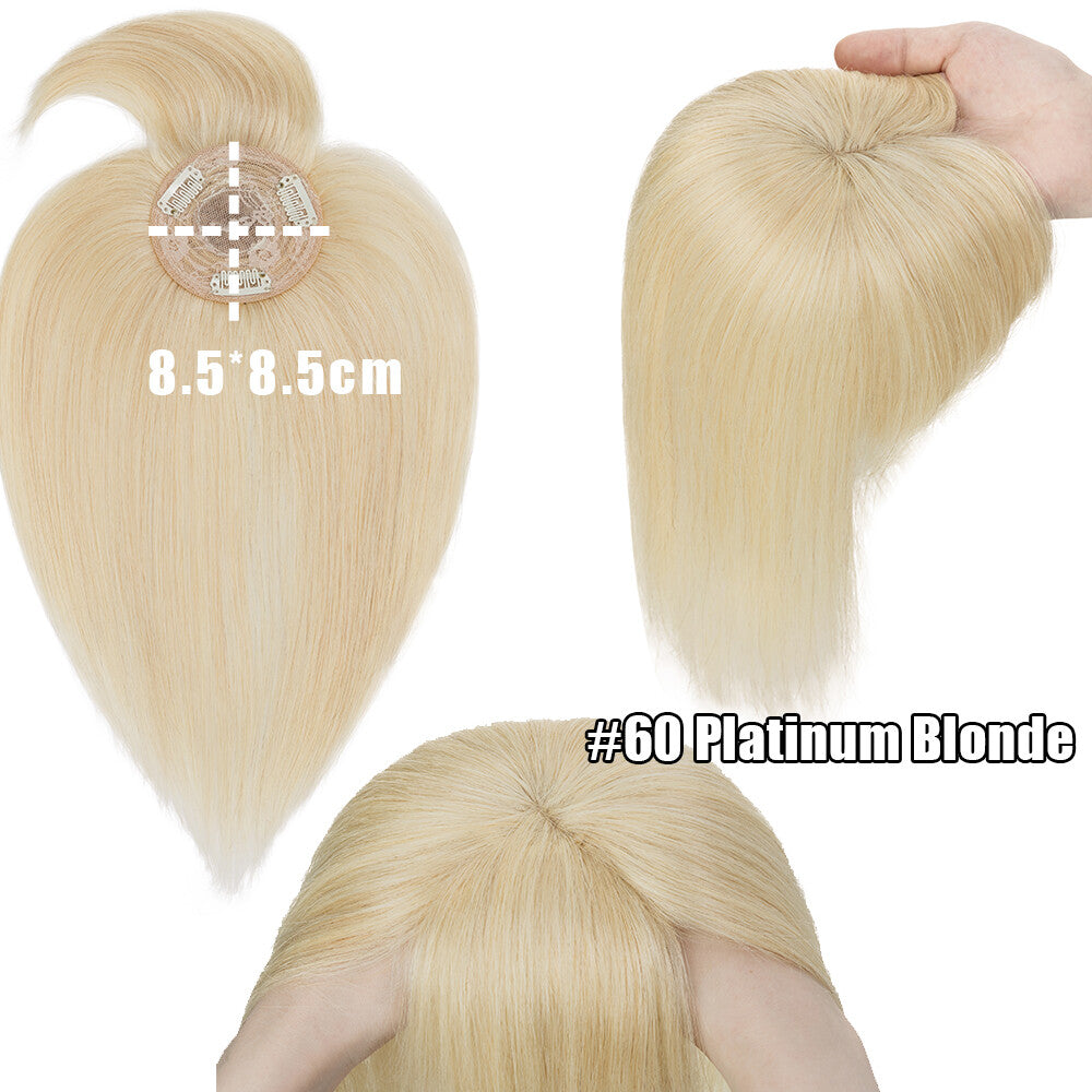 Remy Human Hair Topper with Bangs - Clip-In Hairpiece for Thinning Hair