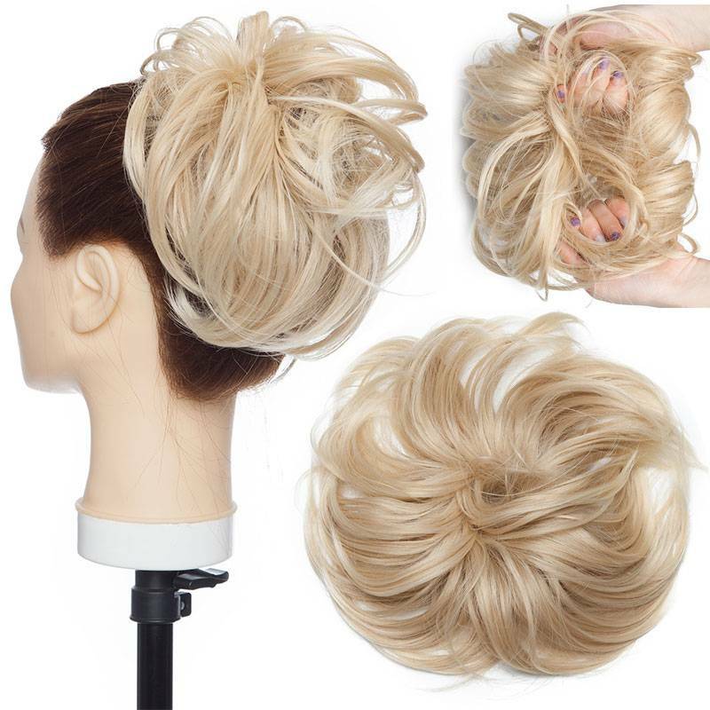 Large Messy Bun Hair Extension - Voluminous Synthetic Ponytail Wrap