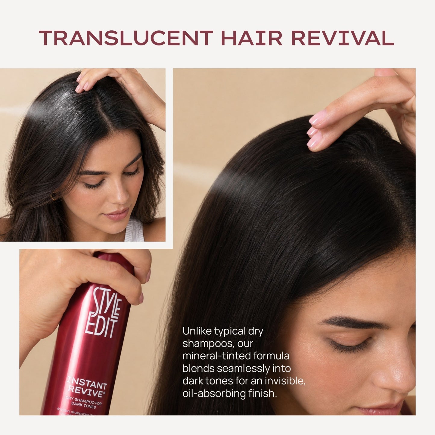 Dark Tones Dry Shampoo - Color Blending, Oil Absorbing, No White Cast