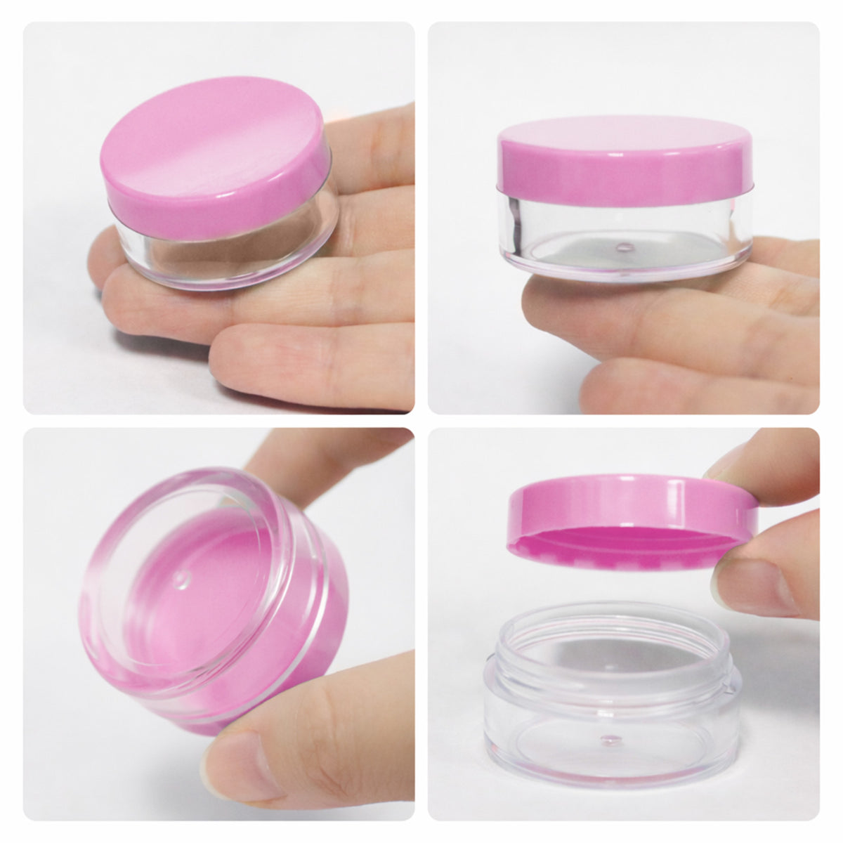 600 Pcs 10G Clear Plastic Cosmetic Sample Jars with Pink Lids - Reusable Makeup & Skincare Containers