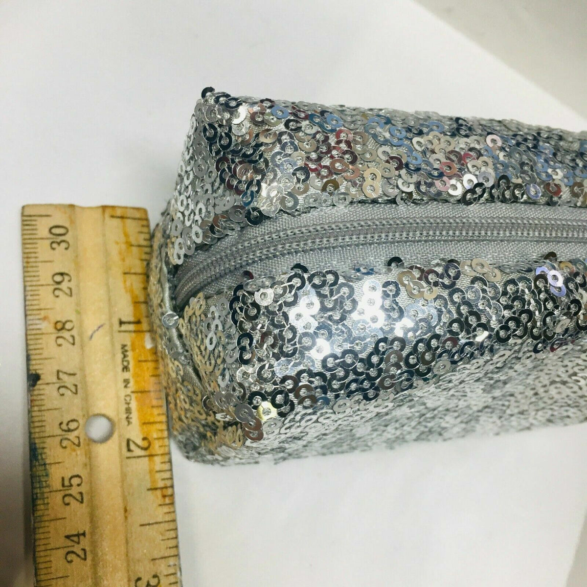 Mini Makeup Bag with Silver Ball - Small Travel Cosmetic Pouch