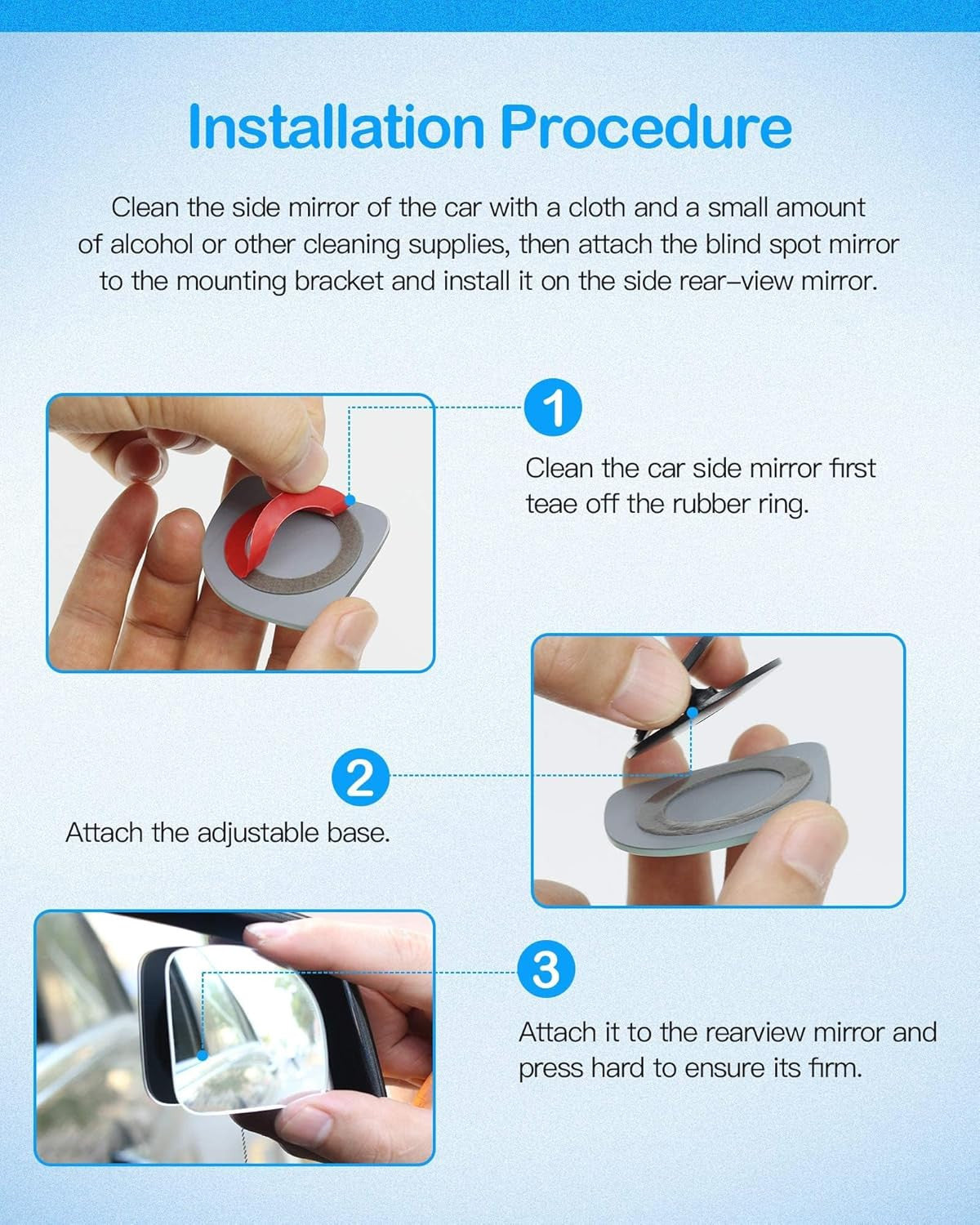 2 Pcs Frameless Fan-Shaped Blind Spot Mirrors for Car Side View