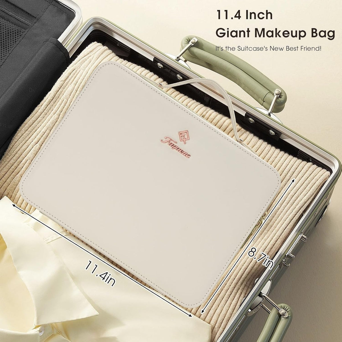 Travel Makeup Bag with LED Lighted Mirror and Waterproof Leather Storage Case
