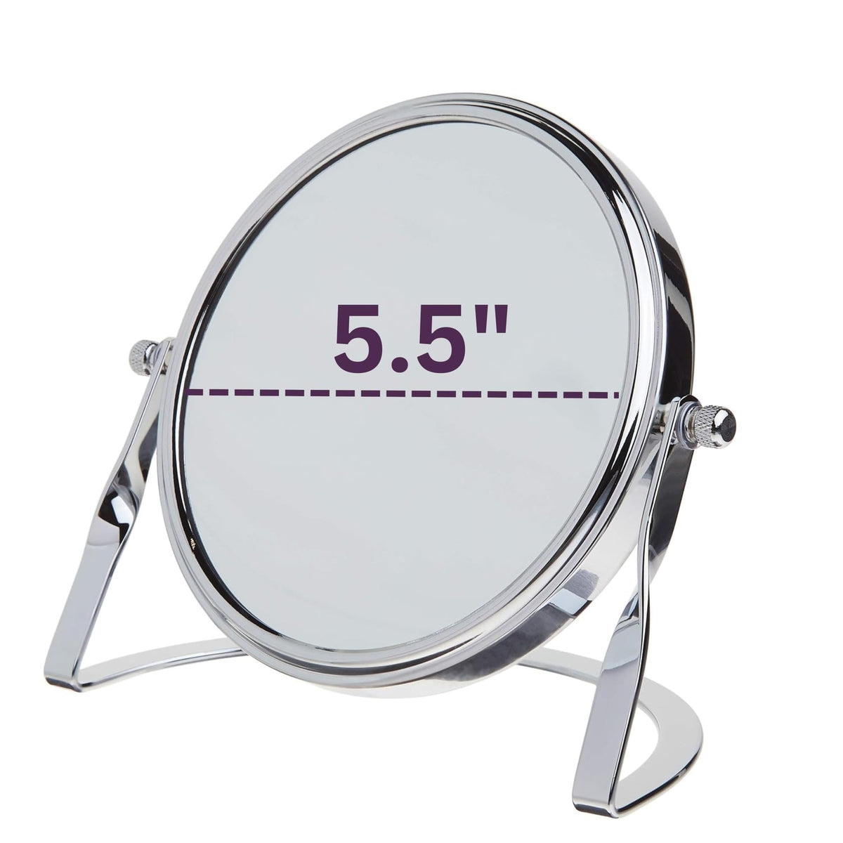 Magnification Makeup Mirror with Chrome Finish - Double-Sided 5x & 1x
