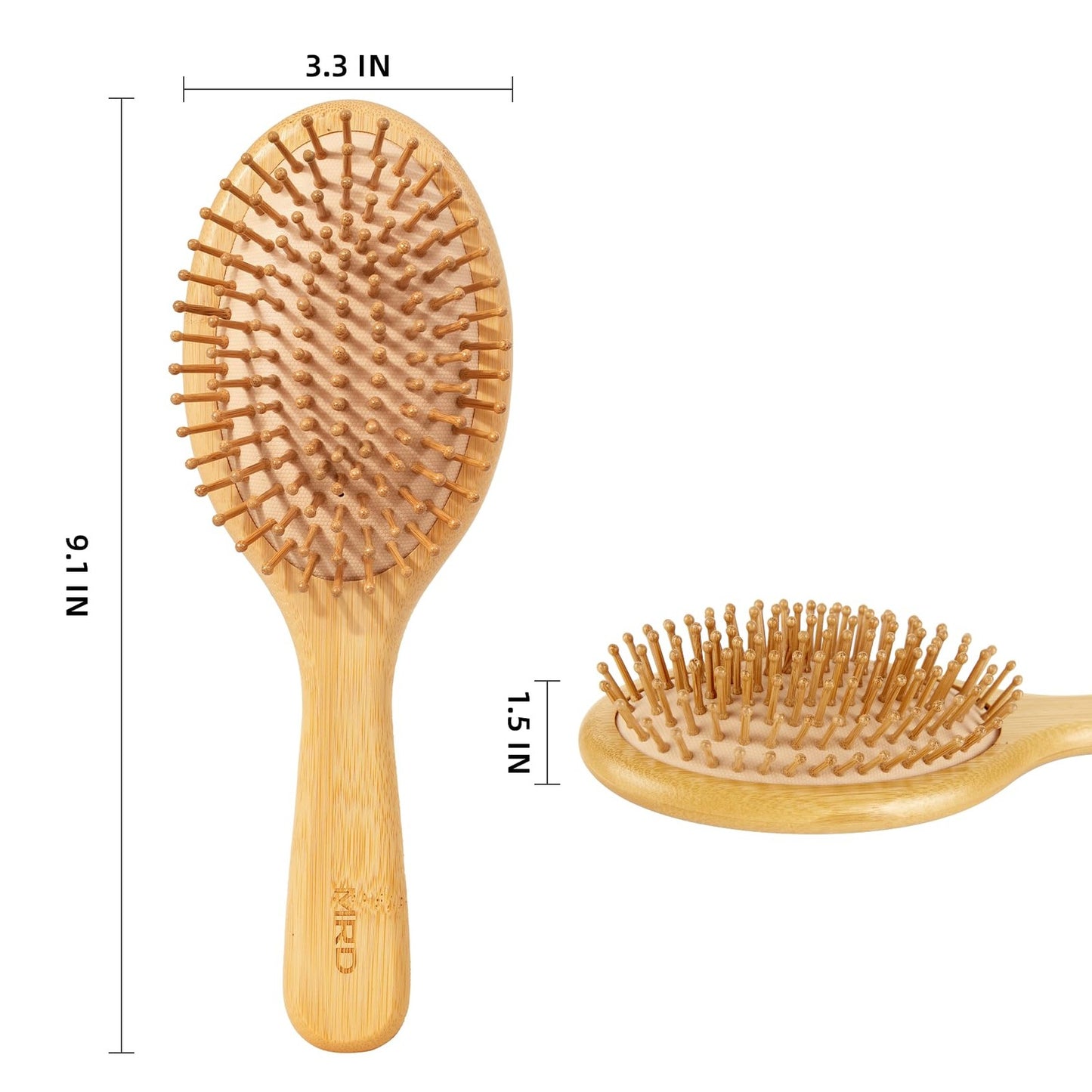 Natural Bamboo Paddle Hair Brush for Detangling and Scalp Massage - Yellow