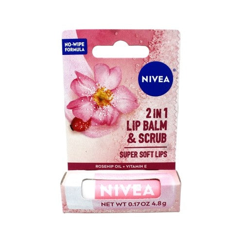 Lip Scrub & Balm Set with Rosehip Oil & Vitamin E - 2 Pack