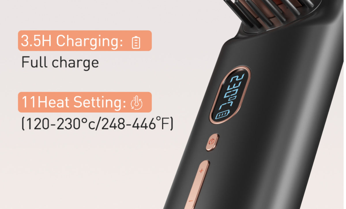 Cordless Hair Straightening Brush with Negative Ions & Ceramic Coating