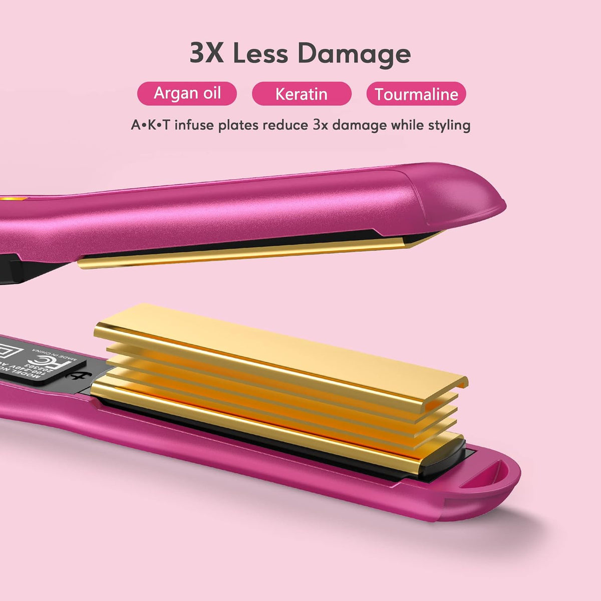 Mini Ceramic Flat Iron 1/2in Pink Travel Hair Straightener for Bangs & Short Hair