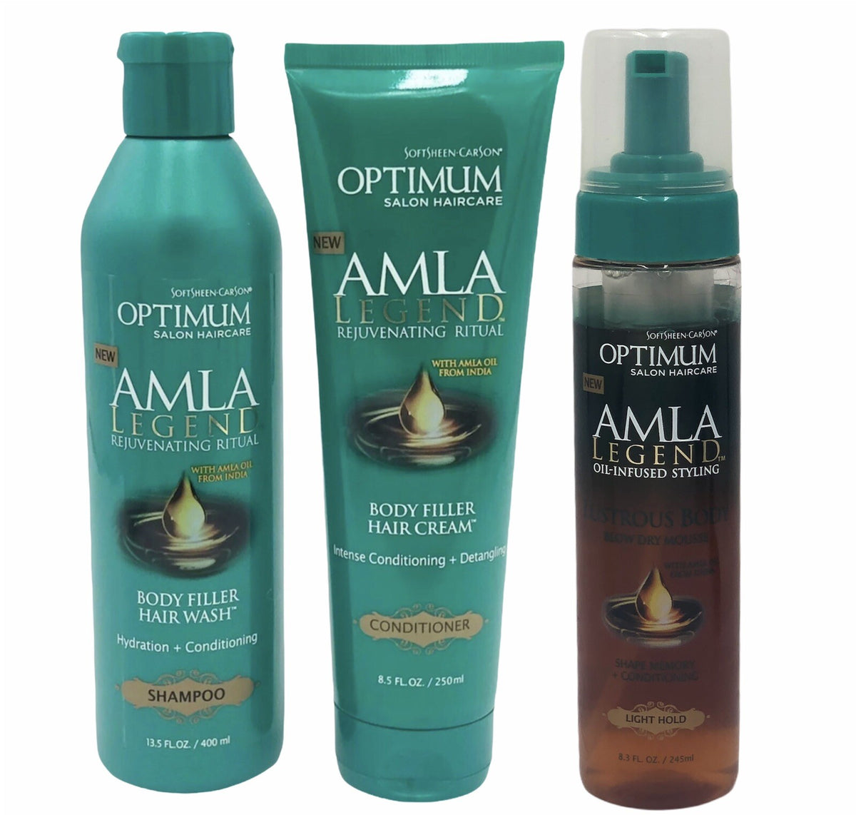 3 Pc Softsheen Amla Legend Body Filler Wash Cream Blow Dry Mousse