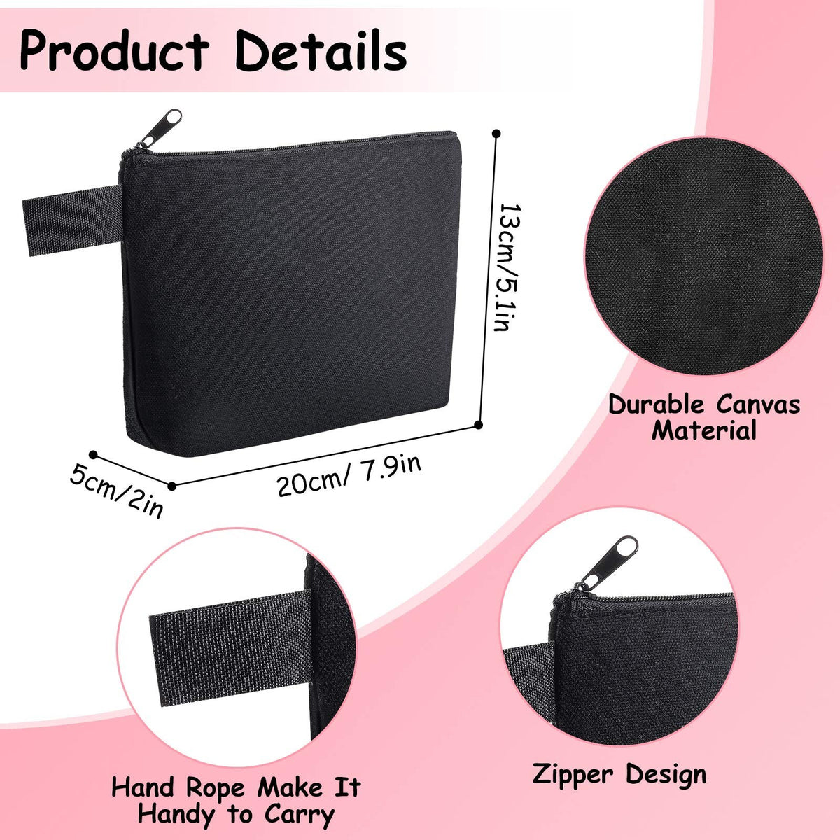 Canvas Makeup Bags Set - 12 Durable Cosmetic & Toiletry Pouches for Travel & Organization