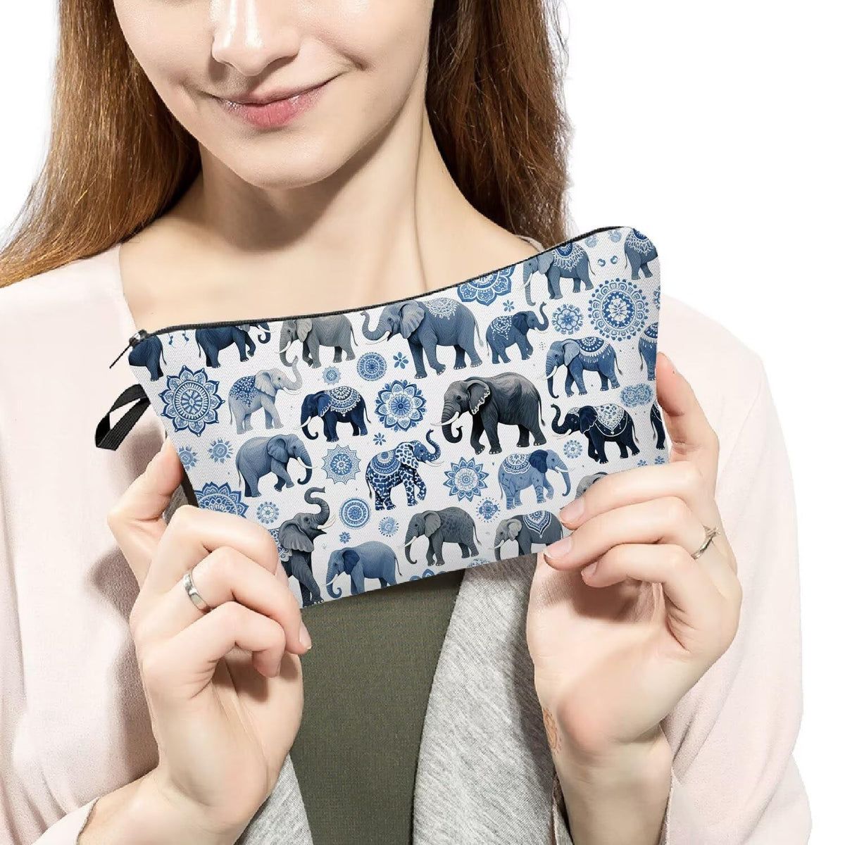 Elephant Makeup Bag Small Organizer Travel Cosmetic Pouch for Women