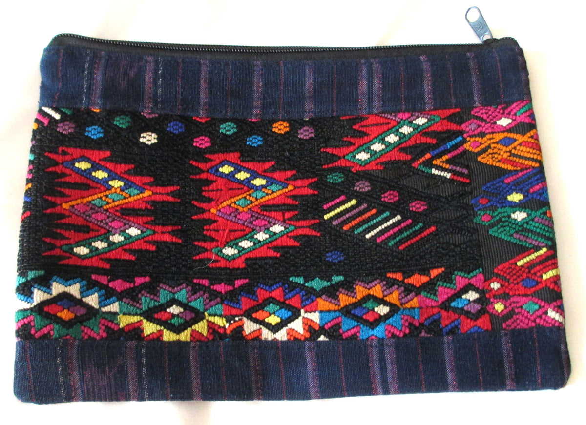 Guatemalan Handmade Huipil Wallet with Geometric Zipper Design