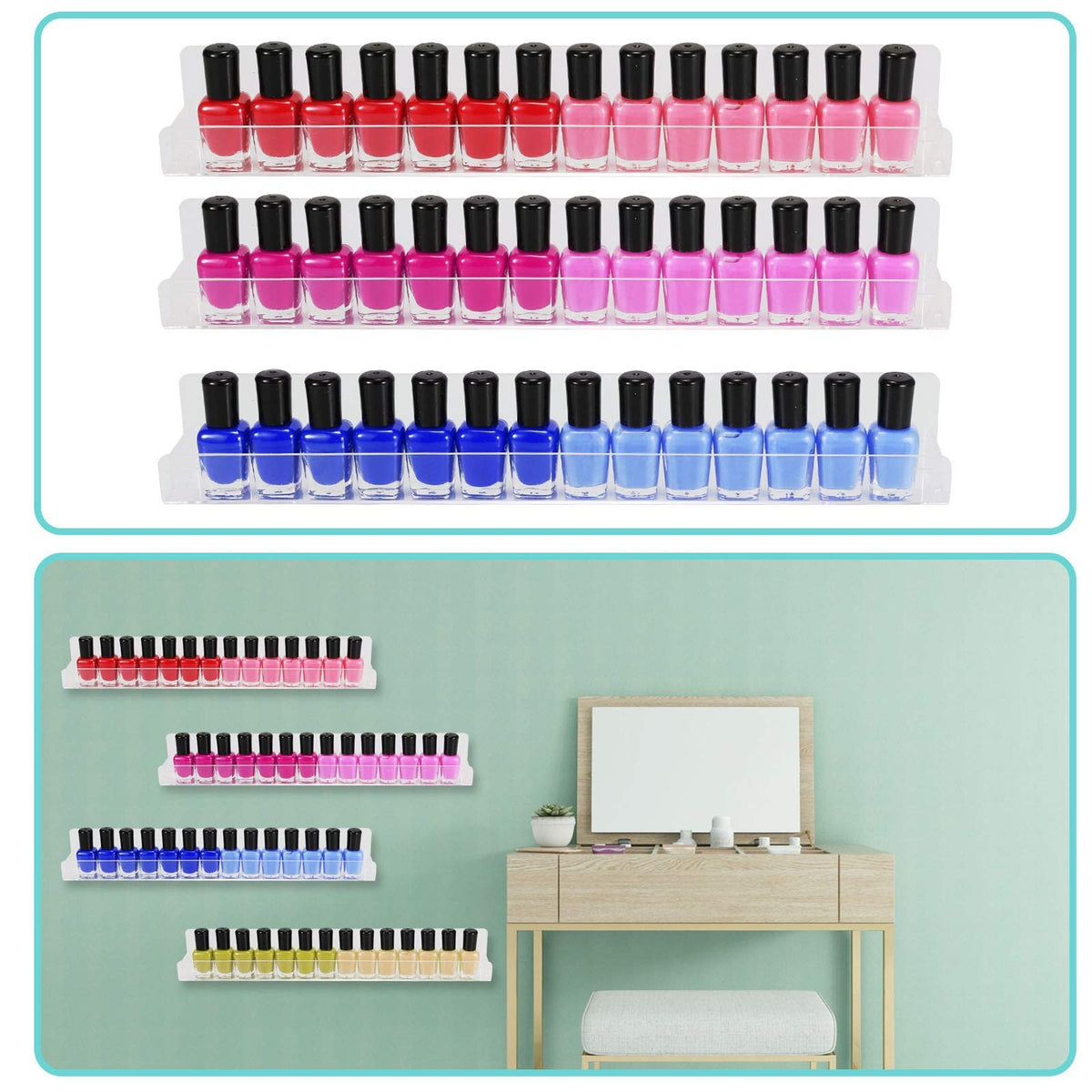 Acrylic Nail Polish Wall Rack - Transparent Multi-Functional Organizer for Nail Salons & Home Use