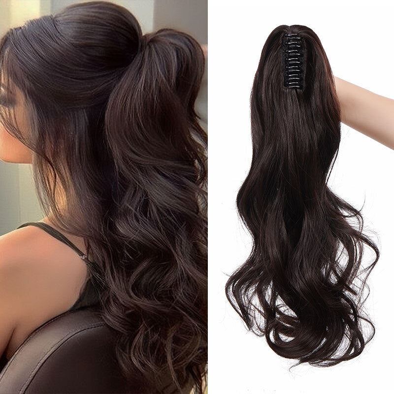 26-Inch Real Human Hair Ponytail Extension with Claw Clip - Thick Hairpiece