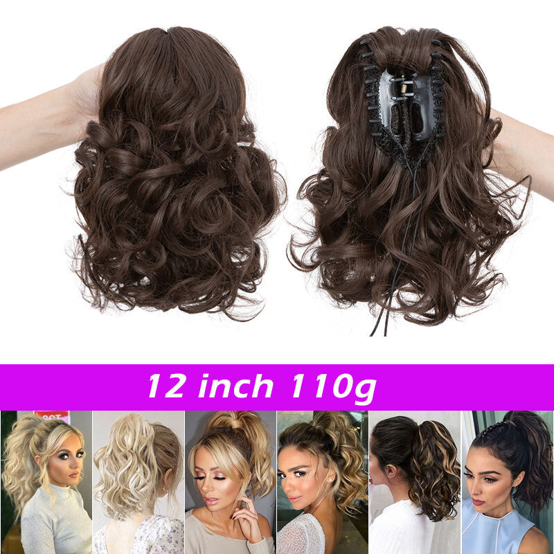 26-Inch Real Human Hair Ponytail Extension with Claw Clip - Thick Hairpiece