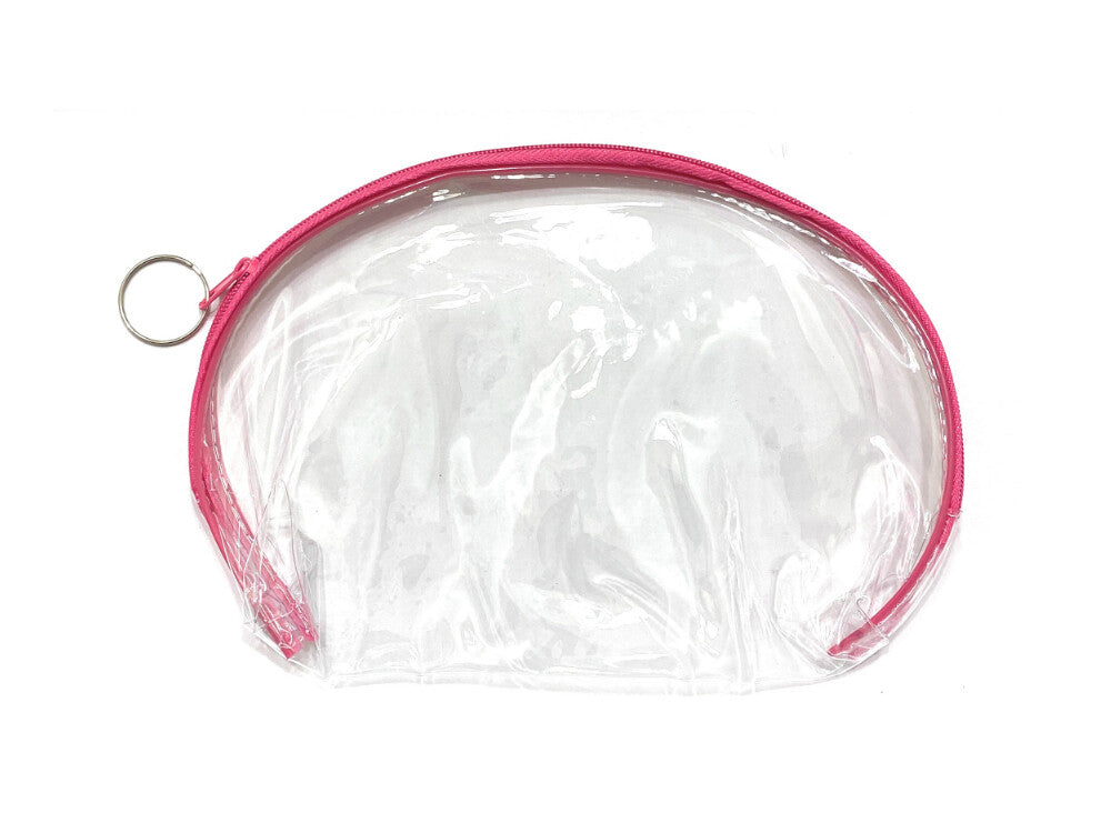 8x5 Transparent Vinyl Cosmetic Bag with Pink Trim