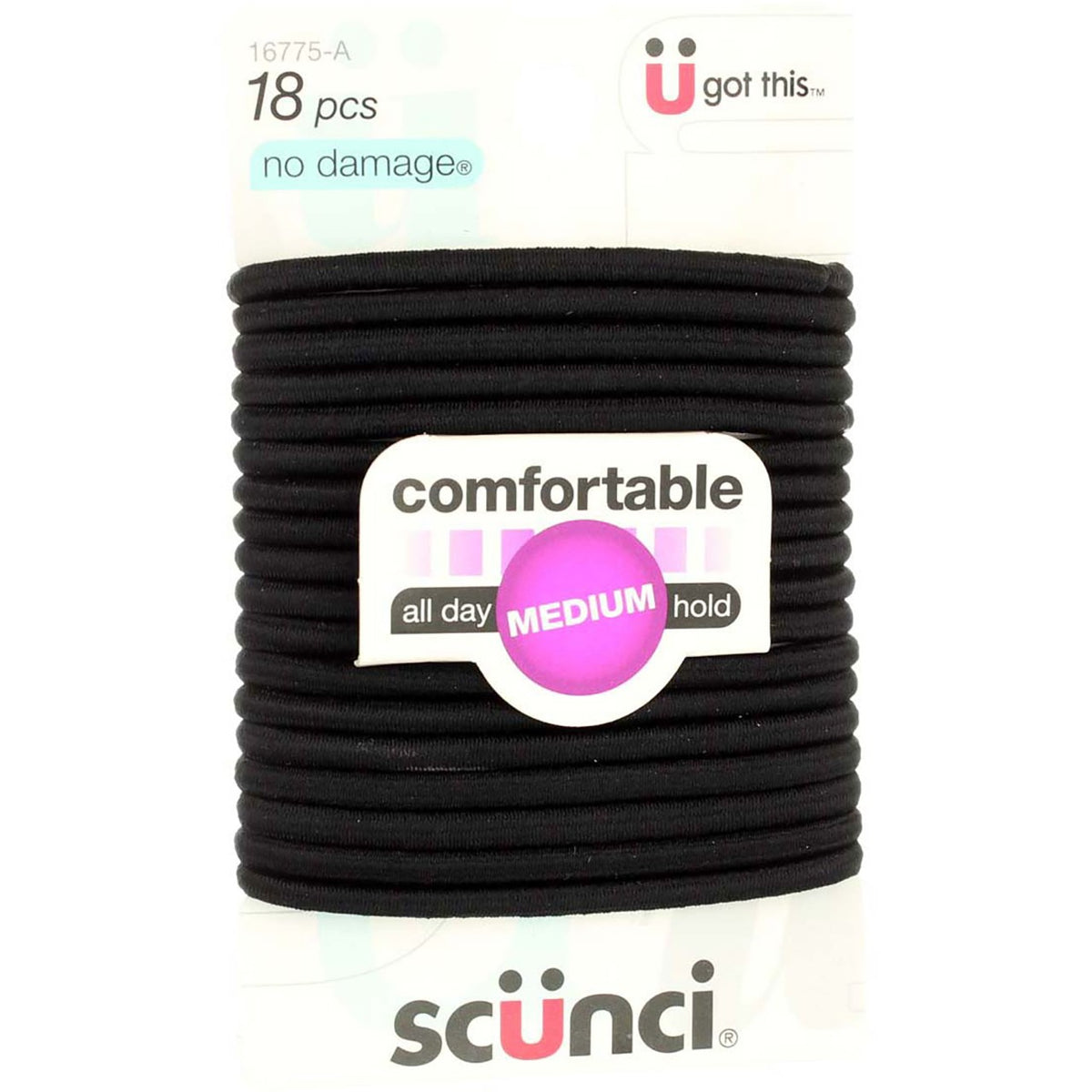 Scunci Medium Hold Elastic Hair Tie, 18 Ct