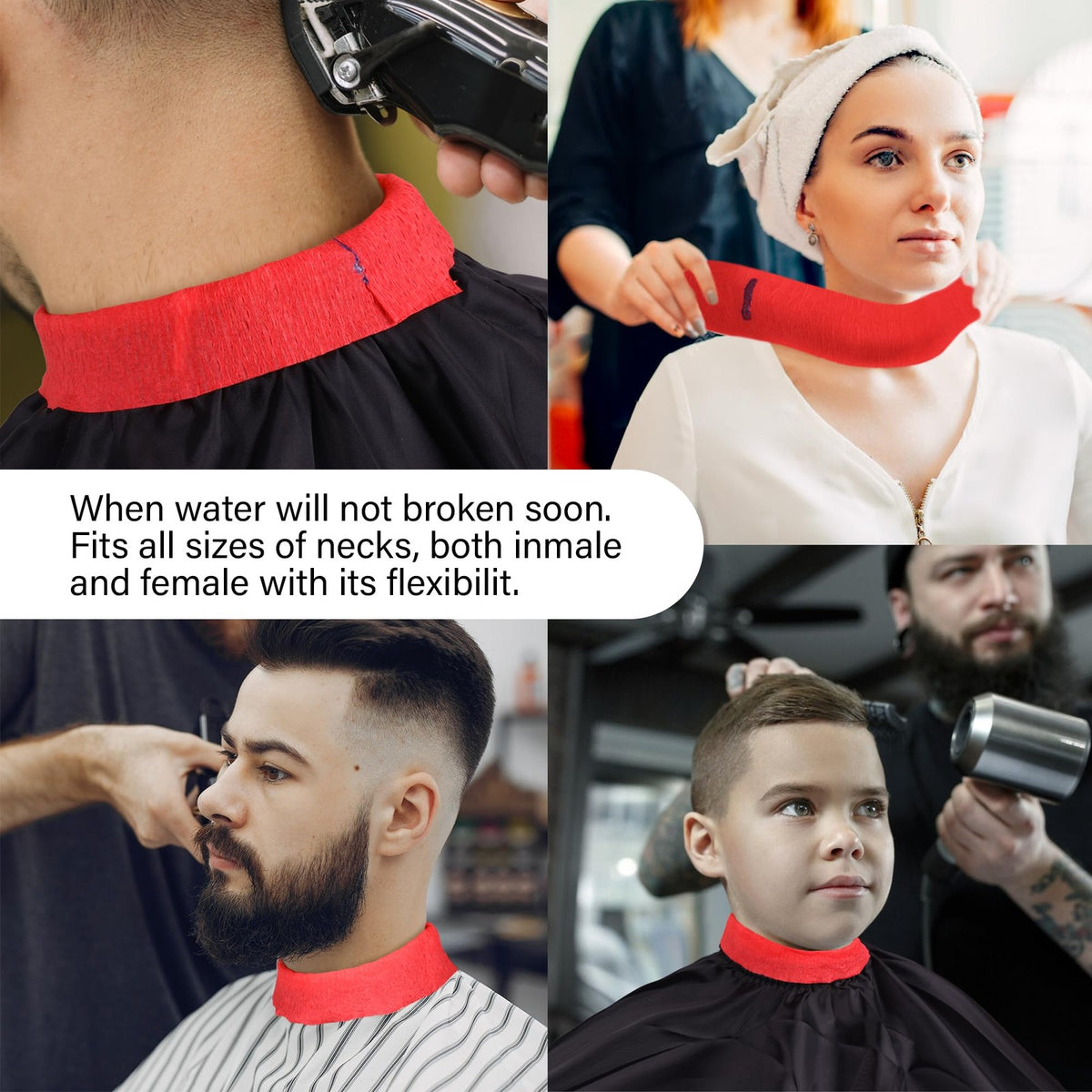 Stretchy Barber Neck Strips - 5 Rolls, 500 Disposable Hair Neck Covers, Red