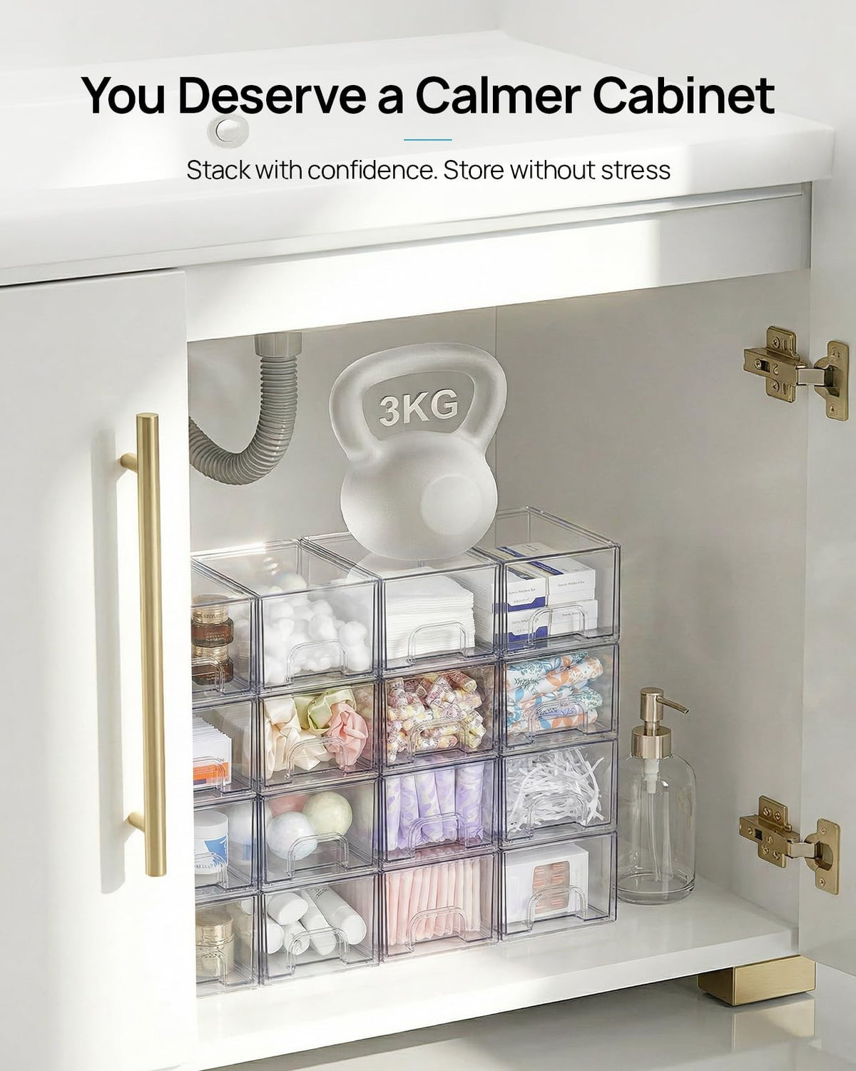 Small Clear Stackable Storage Drawers for Makeup and Organization