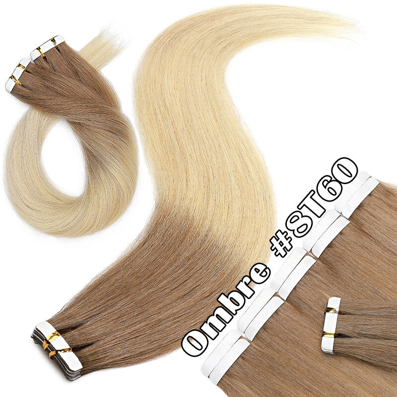 Invisible Tape-In Human Hair Extensions Full Head 24 Inches - Thick Remy Hair