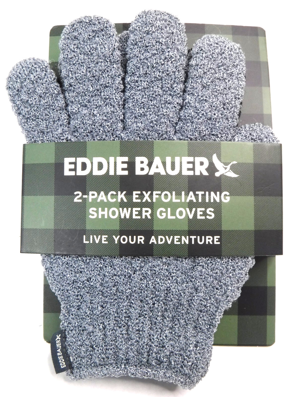 Eddie Bauer Exfoliating Shower Gloves 2-Pair Bath Black & Gray Body