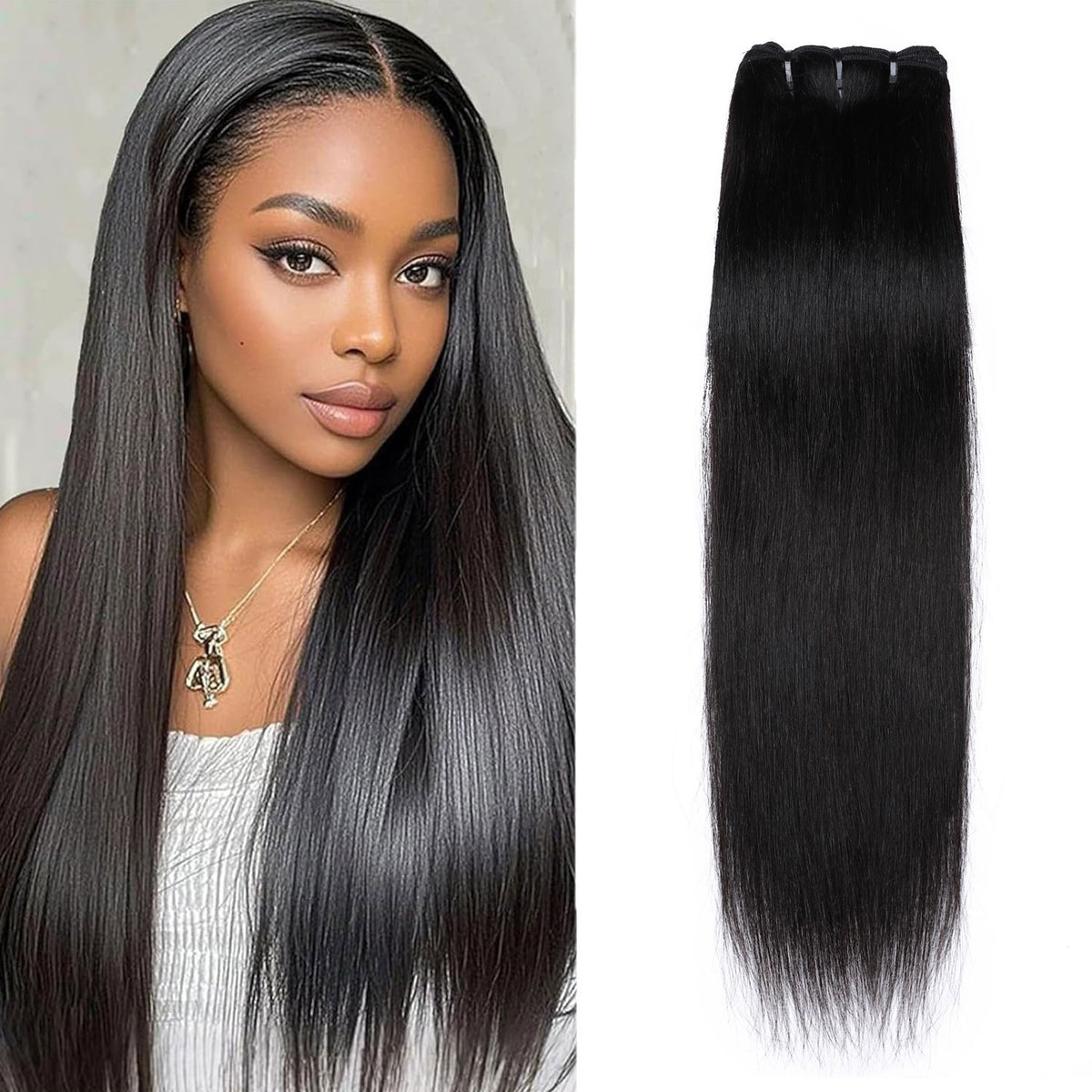 Brazilian Virgin Human Hair Extensions 3 Bundles - Natural Straight & Wavy Styles