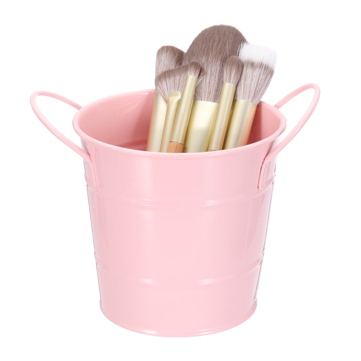 Pink Makeup Brush Holder Organizer with Handle - 3.5x4.4 Inches