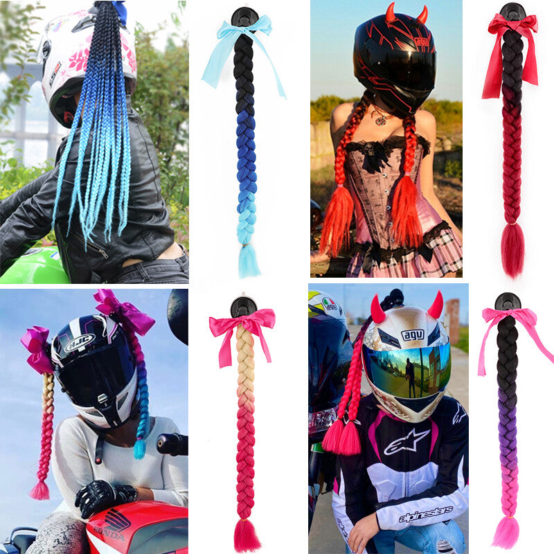Helmet Ponytail Hair Extensions for Motorcycle Helmets - Braids & Twists