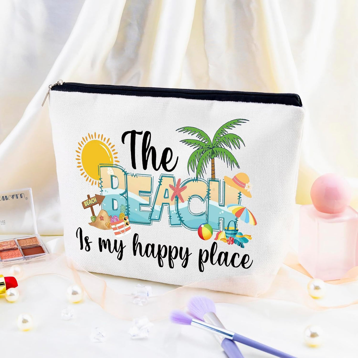 Beach Cosmetic Bag for Women Summer Vacation Essentials - Ocean Themed Gift