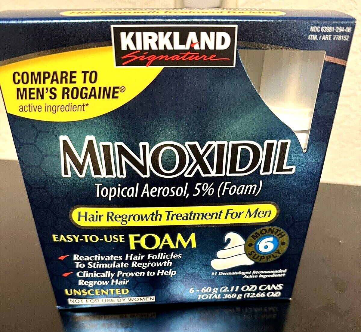 Kirkland Hair Regrowth Treatment 5% Minoxidil Foam For Men 6- Months