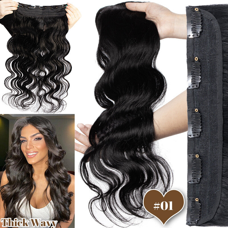 Clip-In Hair Extensions 100% Remy Human Hair Full Head Thick One Piece