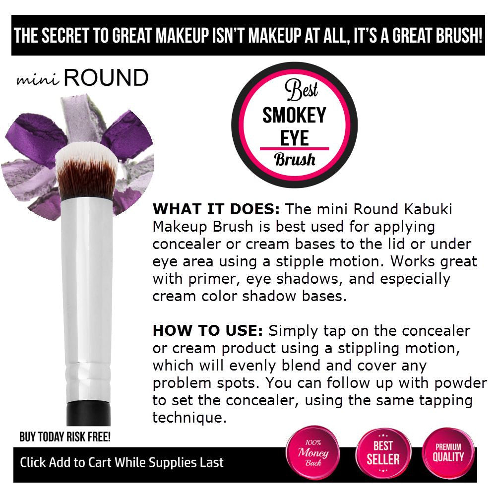 Mini Round Makeup Brush for Concealer, Blending & Eyeshadow Application