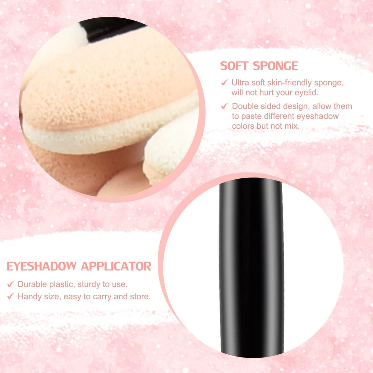 Disposable Eyeshadow Applicators 50 Pcs - Soft Oval Tips for Flawless Makeup