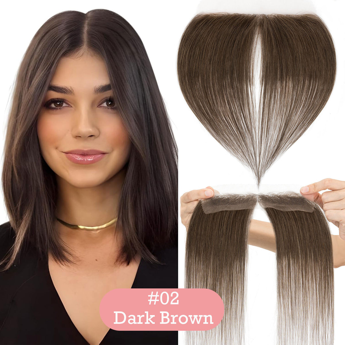 Natural Hairline Full Lace Hair Topper Cover-up for Women - Remy Human Hair