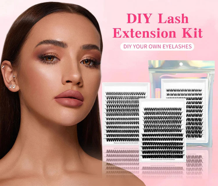 DIY Lash Extension Kit 280 Pcs D Curl Cluster Eyelashes with Multiple Styles