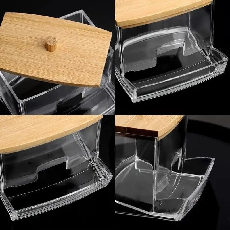 1pc Clear Cotton Swabs Storage Holder Dispenser with Lids