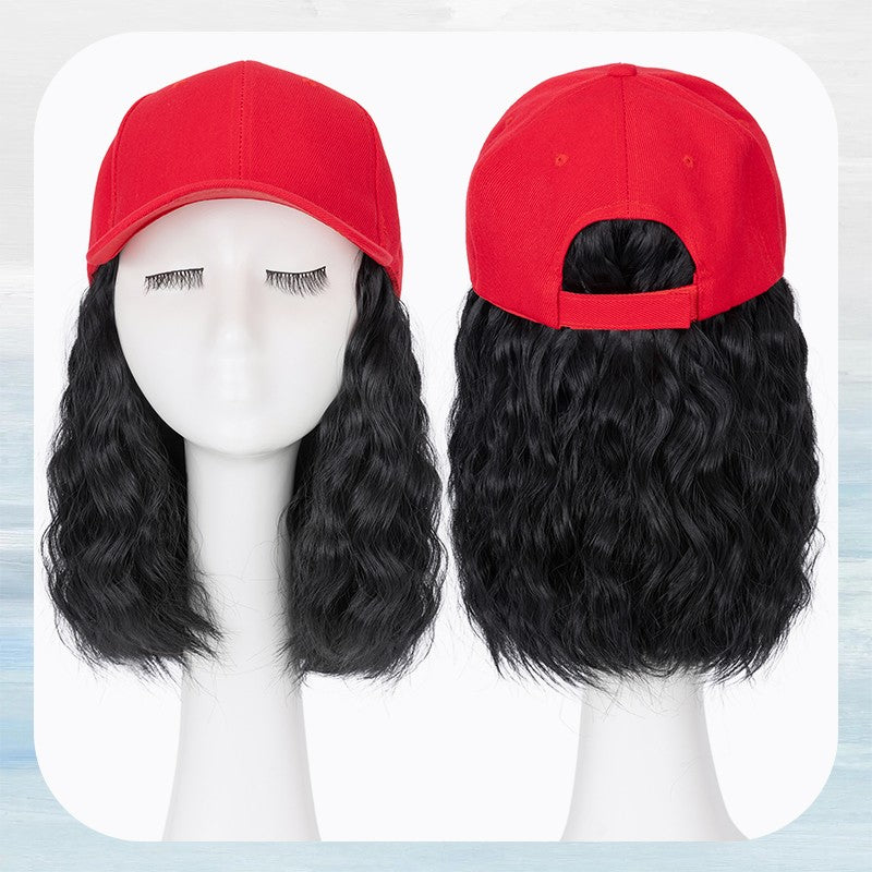 Baseball Cap with Hair Extensions - Wavy & Straight Human-Like Hairpiece
