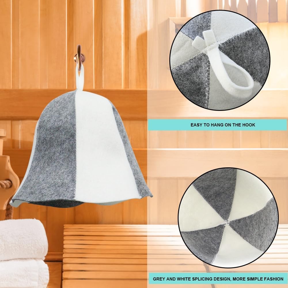 2 Pack Sauna Hat Polished Wool for Cap Banya Bath...