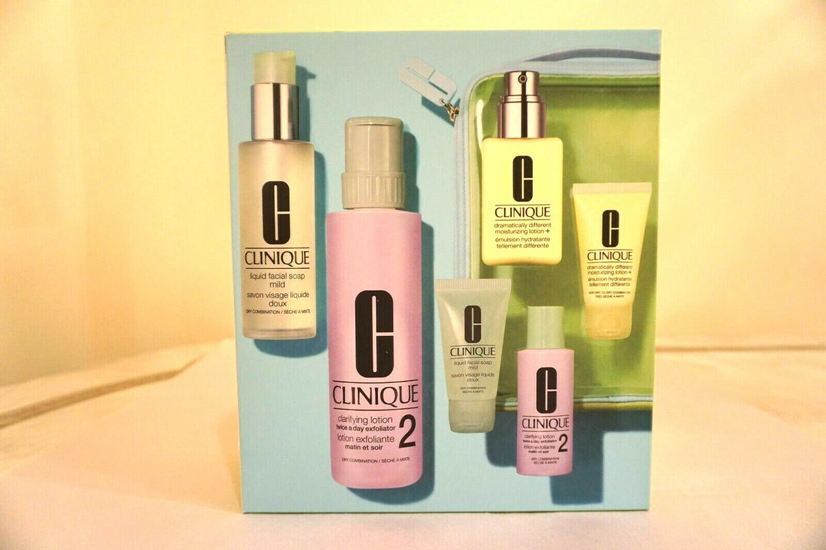 Clinique 3-Step Skin Care System for Dry & Combination Skin Full & Travel Sizes