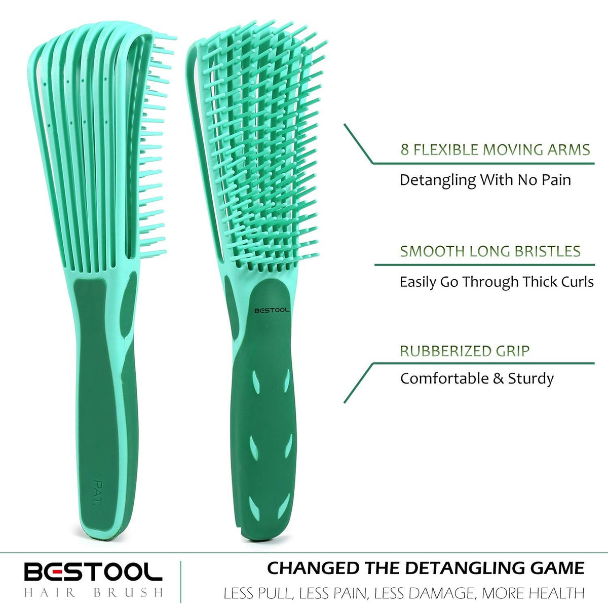 Detangling Brush for Black Natural Hair - Tangle-Free, Eco-Friendly Green Design