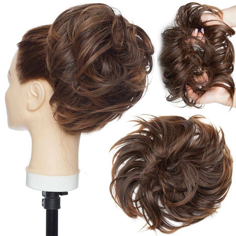Large Messy Bun Hair Extension - Voluminous Synthetic Ponytail Wrap