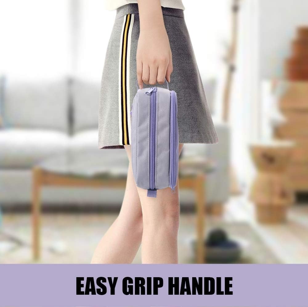 Large Pencil Case with Handle & Compartments for Students - Organizer Bag