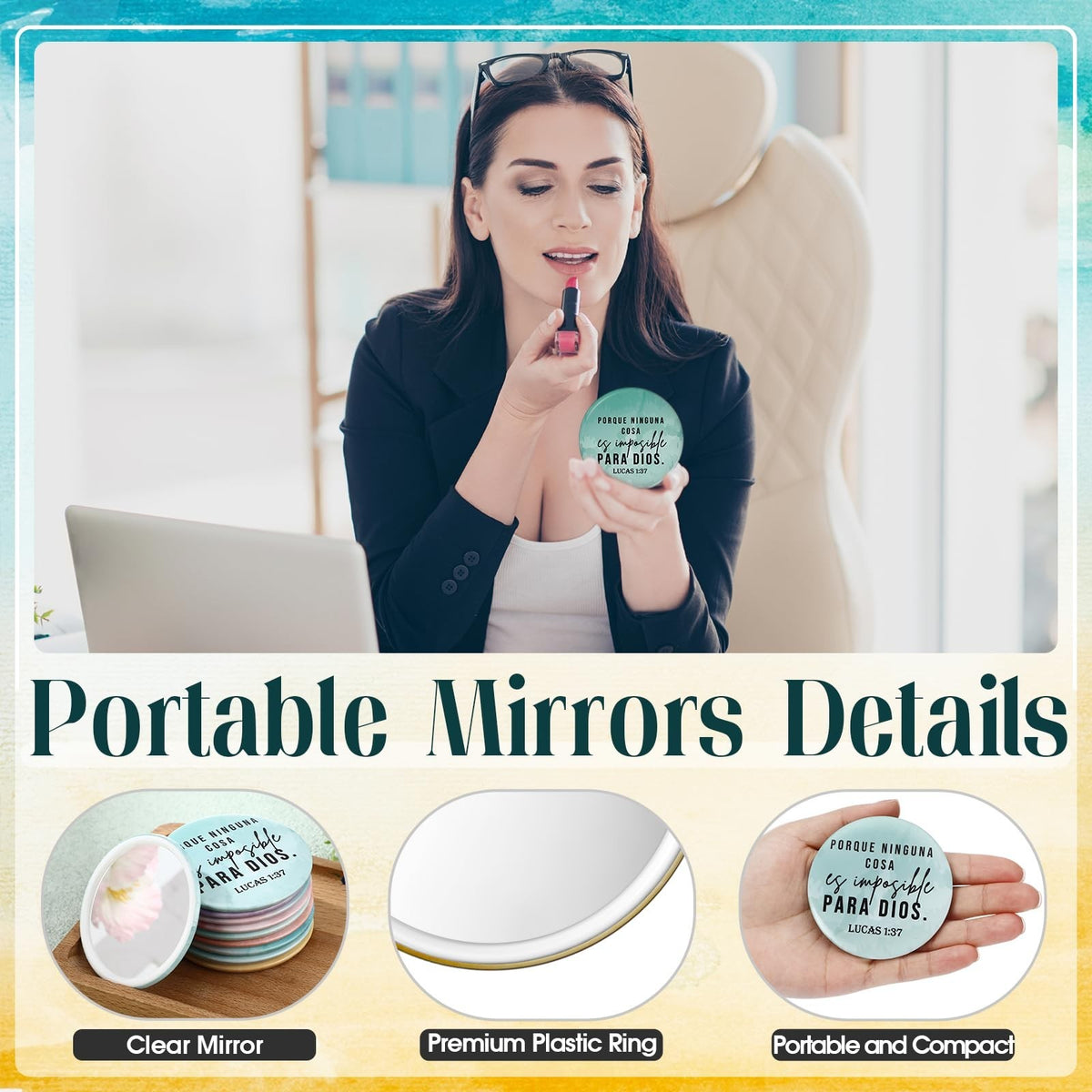 40 Pack Christian Compact Mirrors with Bible Verses - Inspirational Pocket Makeup Mirrors for Women