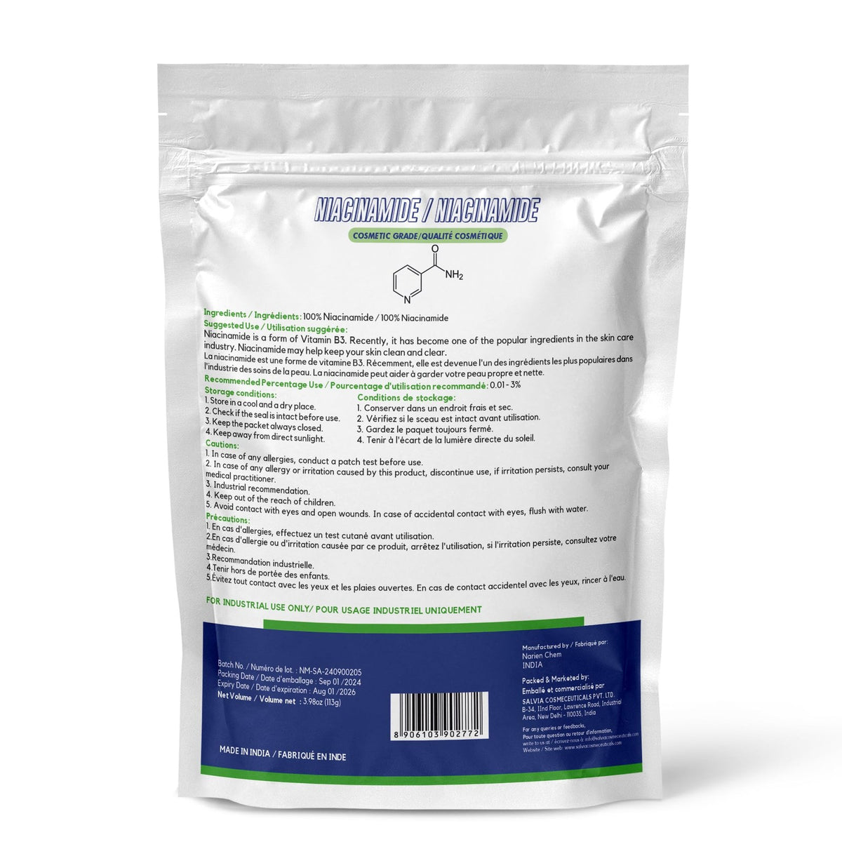 Niacinamide Powder Cosmetic Grade for DIY Skincare Formulations 3.9 oz