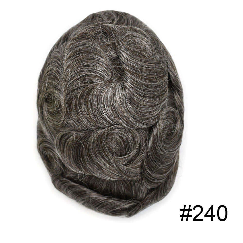 Full Poly Thin Skin Human Hair Toupee for Men - Durable, Invisible, Customizable