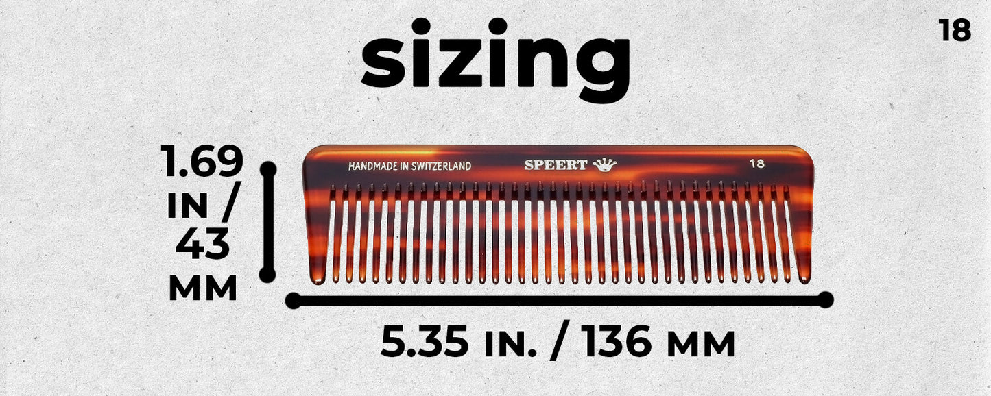 Handmade Swiss Cellulose Acetate Hair Comb - Style #18, 5 Inch Havana Tortoise Brown Gold