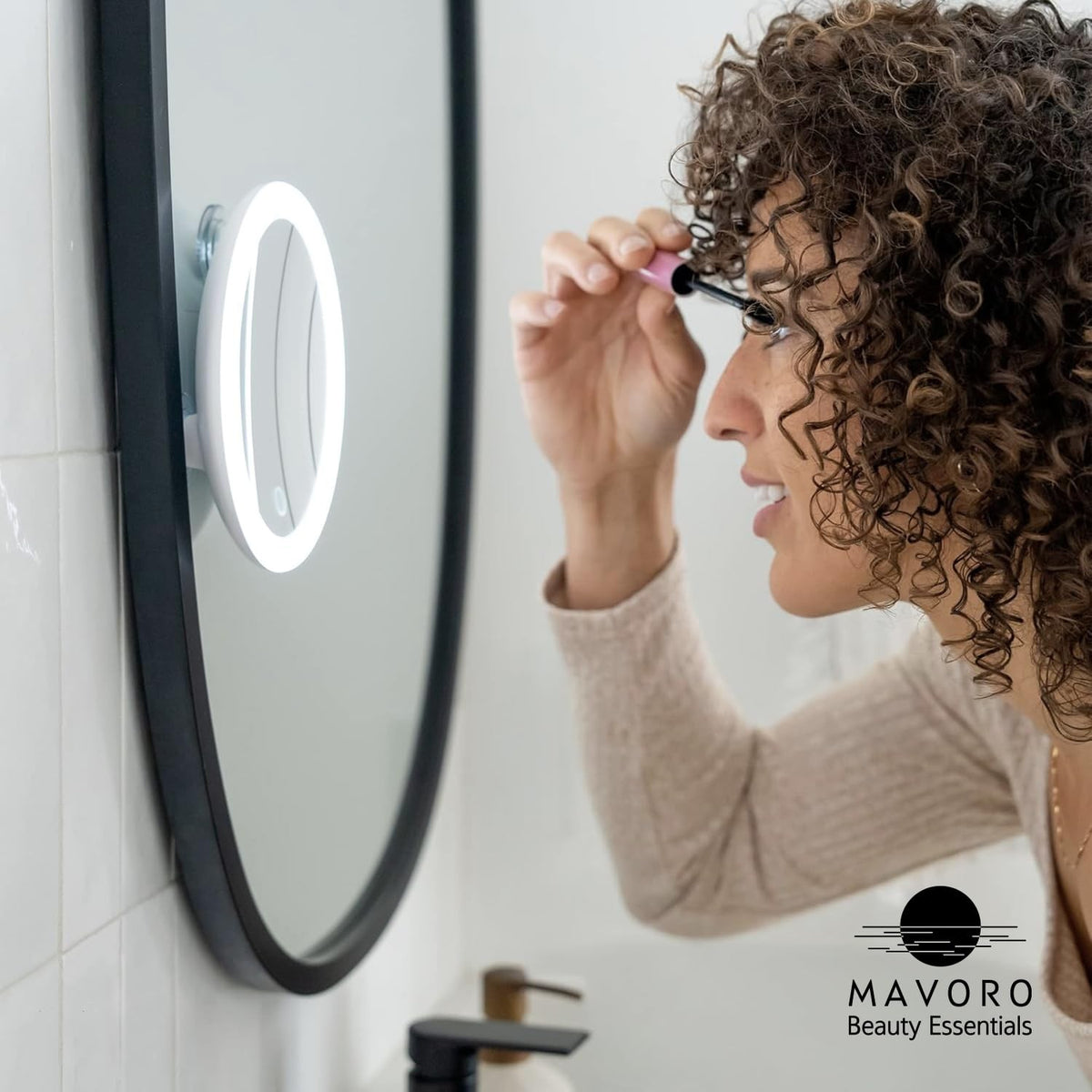 6.8-Inch LED Magnifying Mirror with 10X Magnification and Suction Mount